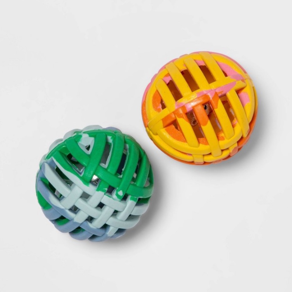 Rubber Lattice Tie Dye Cat Toy Balls - 2pk - Boots & Barkley